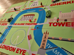 Play me Kiddo Mapa Londynu - zabytki, wskazywanie kierunków, Maty edukacyjne, angielski, gra językowa, gra ruchowa, pomoce