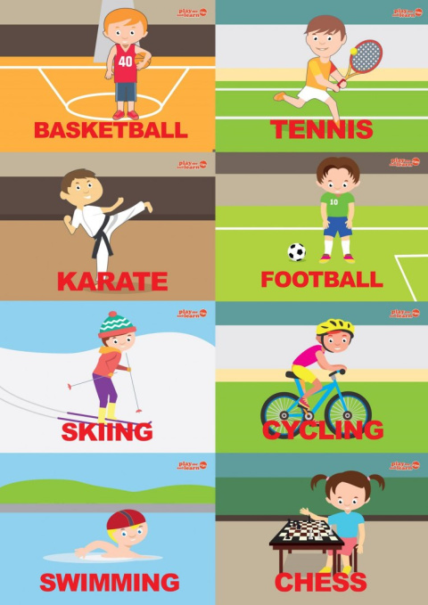 Play me Kiddo Sporty, maty edukacyjne, angielski, gra językowa, gra ruchowa, pomoce dydaktyczne